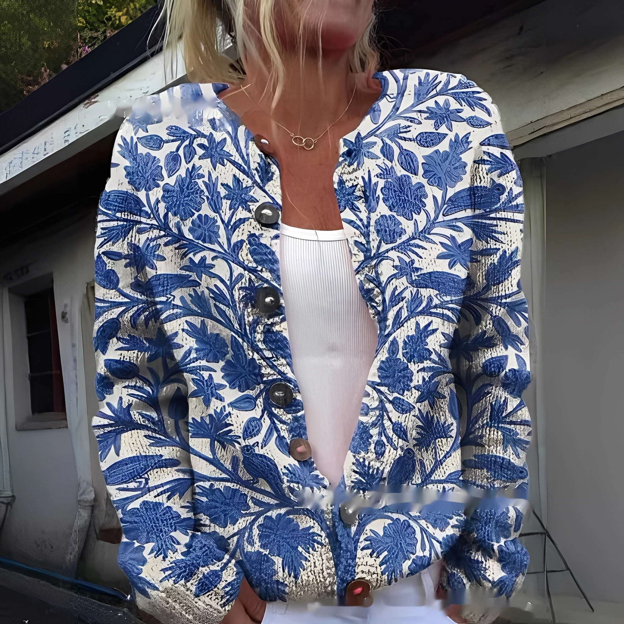 Rita | Stylowy, ciepły kardigan damski z kwiatowym wzorem - Image 3
