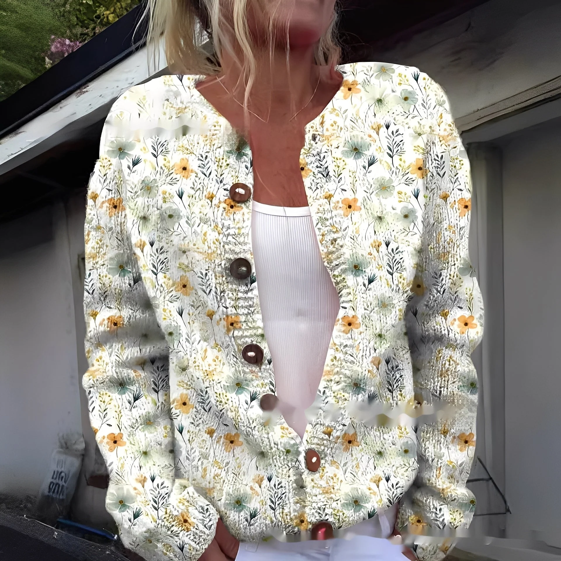 Rita | Stylowy, ciepły kardigan damski z kwiatowym wzorem - Image 5