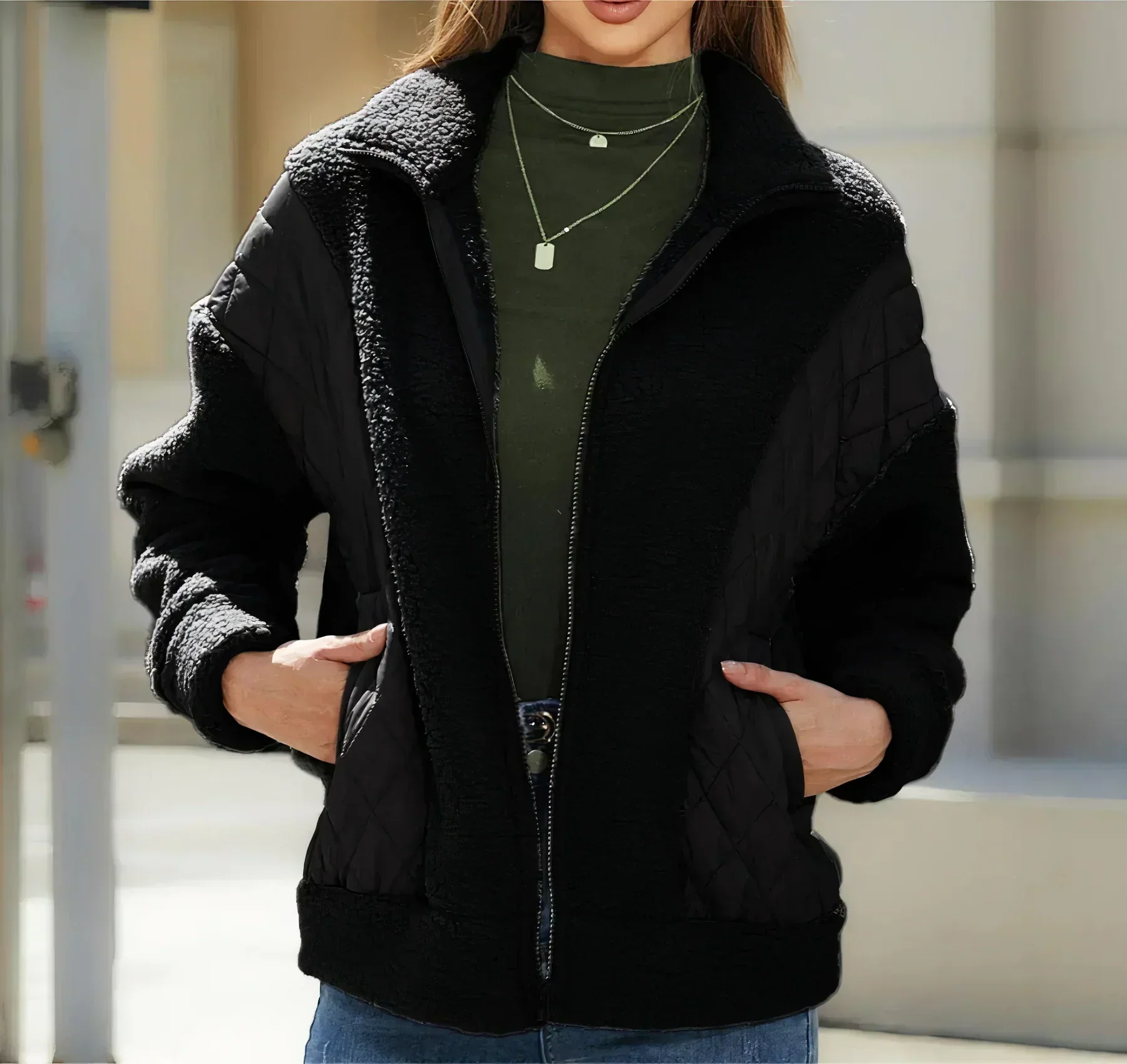 Roberta – damska kurtka z polaru w stylu colorblock i elegancka kurtka - Image 2