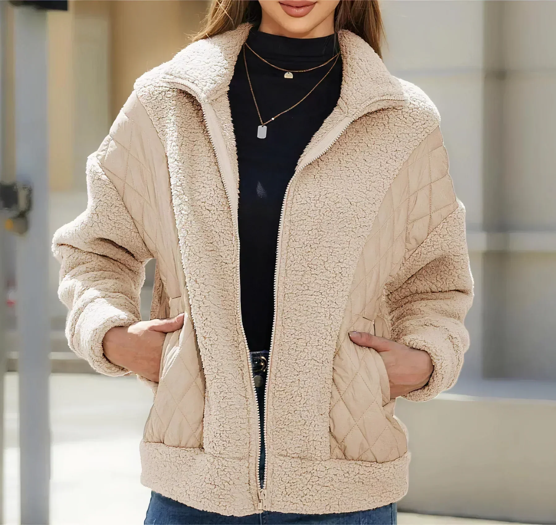 Roberta – damska kurtka z polaru w stylu colorblock i elegancka kurtka - Image 4