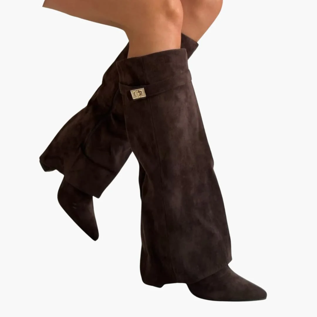 Rosalia - Bottes femme hautes jusqu’au genou avec large ouverture et talon bloc - Image 3