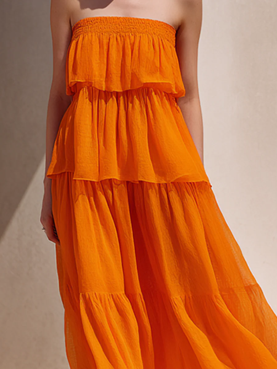 Rosalyn | Sukienka maxi damska minimalistyczna z szyfonu warstwowa - Image 3