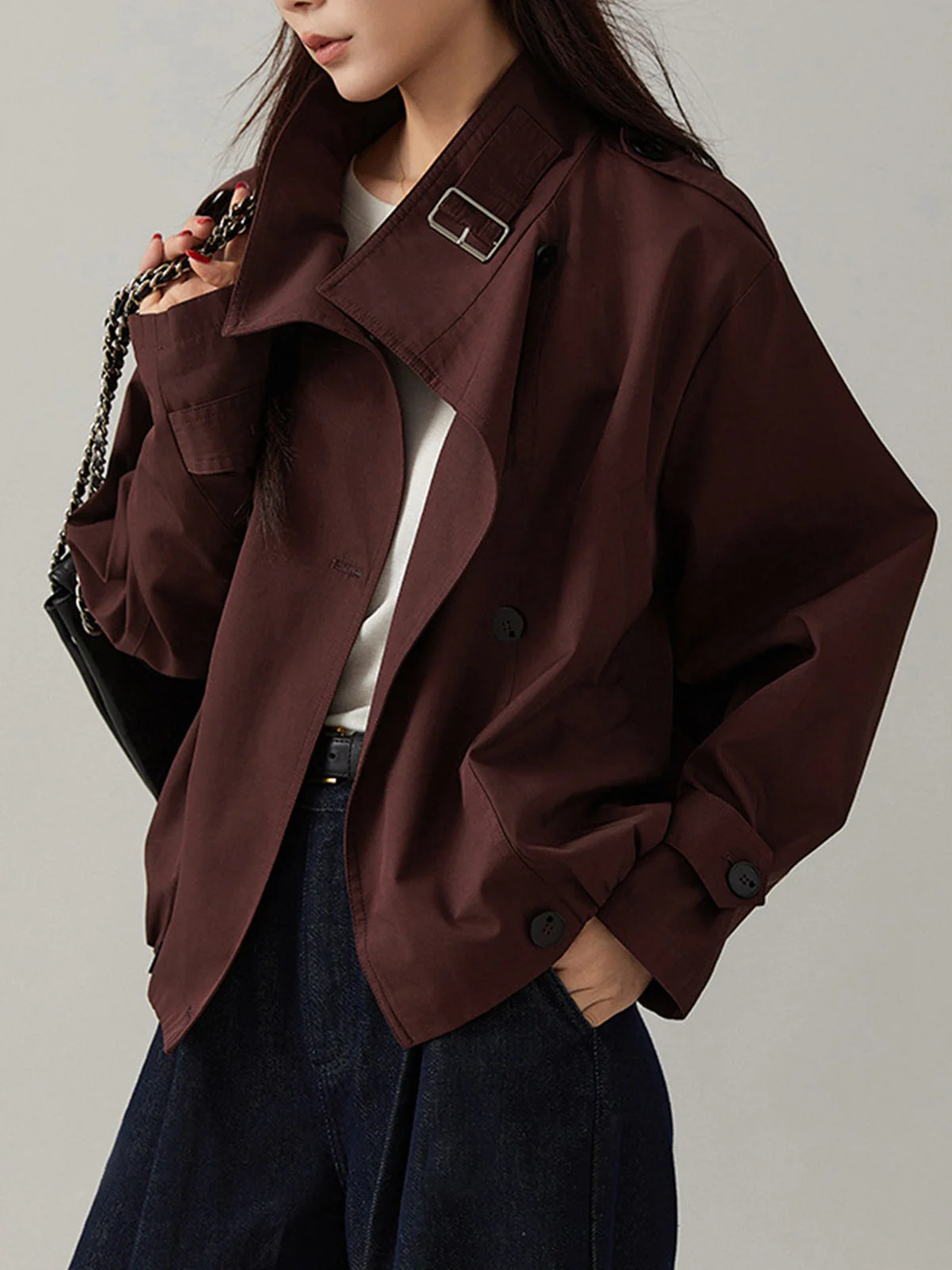 Sarah | Płaszcz damski typu trench vintage, luźny fason
