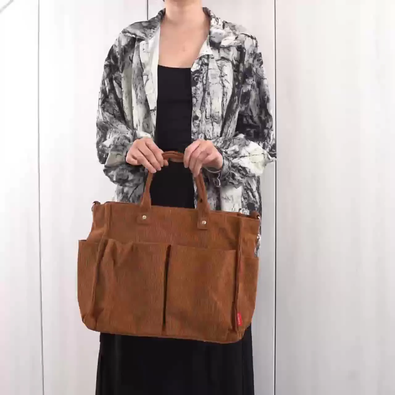 Serafina - Damska Torba Shopper | Duża z Przednimi Kieszeniami - Image 10