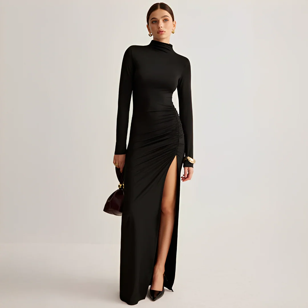 Shirley | Damska sukienka maxi Marian z rozcięciem – elegancka sukienka wieczorowa