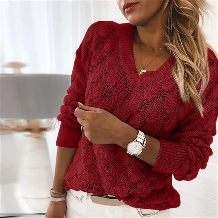 Urszula | Damski sweter z dekoltem w serek - Image 3