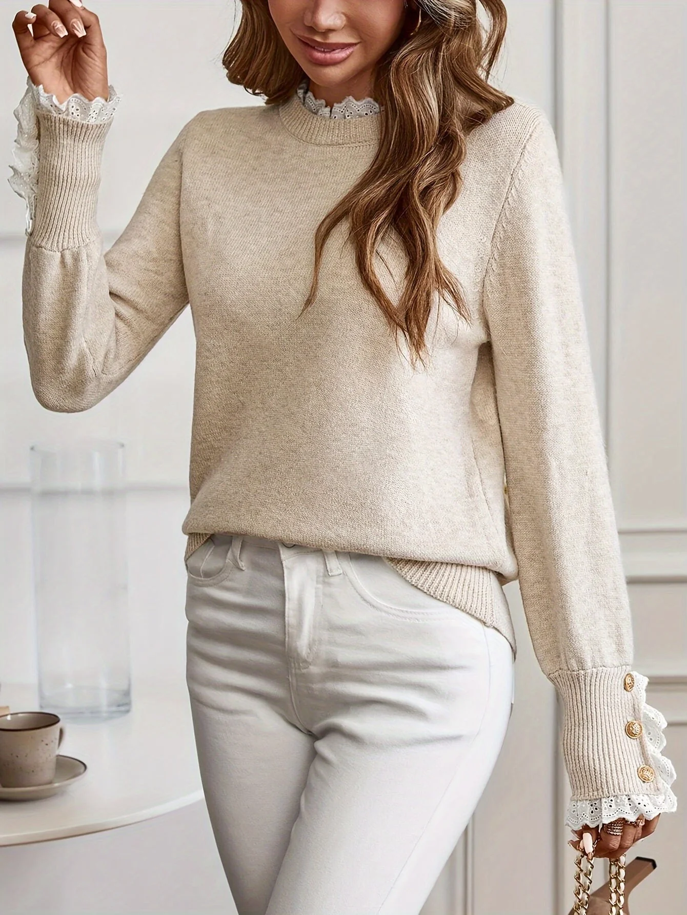 Venus – elegancki damski sweter z koronką – jesień/zima - Image 8