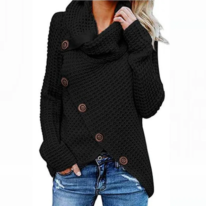 Vianella - Damski sweter z golfem i skośnym zapięciem - Image 2
