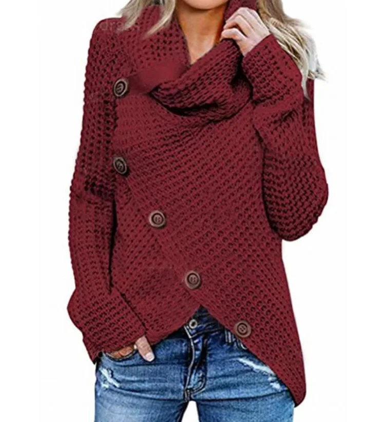 Vianella - Damski sweter z golfem i skośnym zapięciem - Image 3