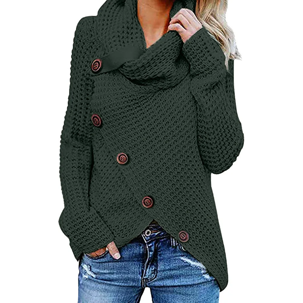 Vianella - Damski sweter z golfem i skośnym zapięciem - Image 4