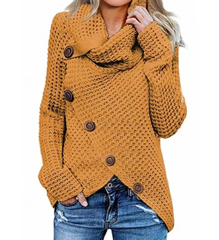 Vianella - Damski sweter z golfem i skośnym zapięciem - Image 5